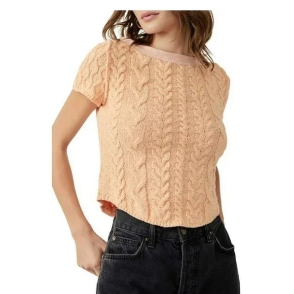 Free People Sweaters - Free People Baby Cable Sweater in Belle Of Georgia New Short Sleeve new with tag